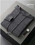 Men's light grey cashmere hooded sweatshirt and matching trousers casual set displayed together