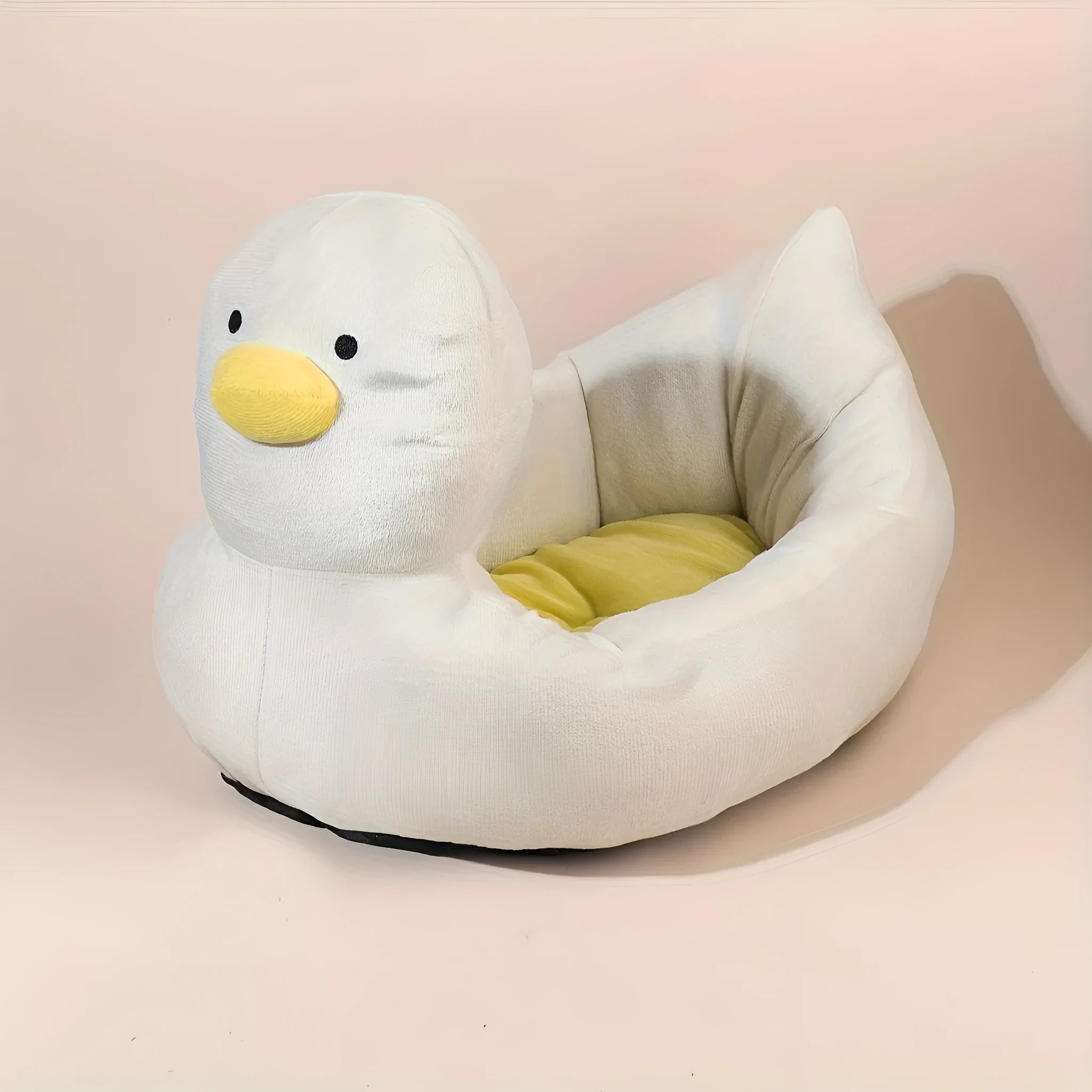 Duck-shaped fluffy pet bed sofa for small dogs and cats in blue or white colour