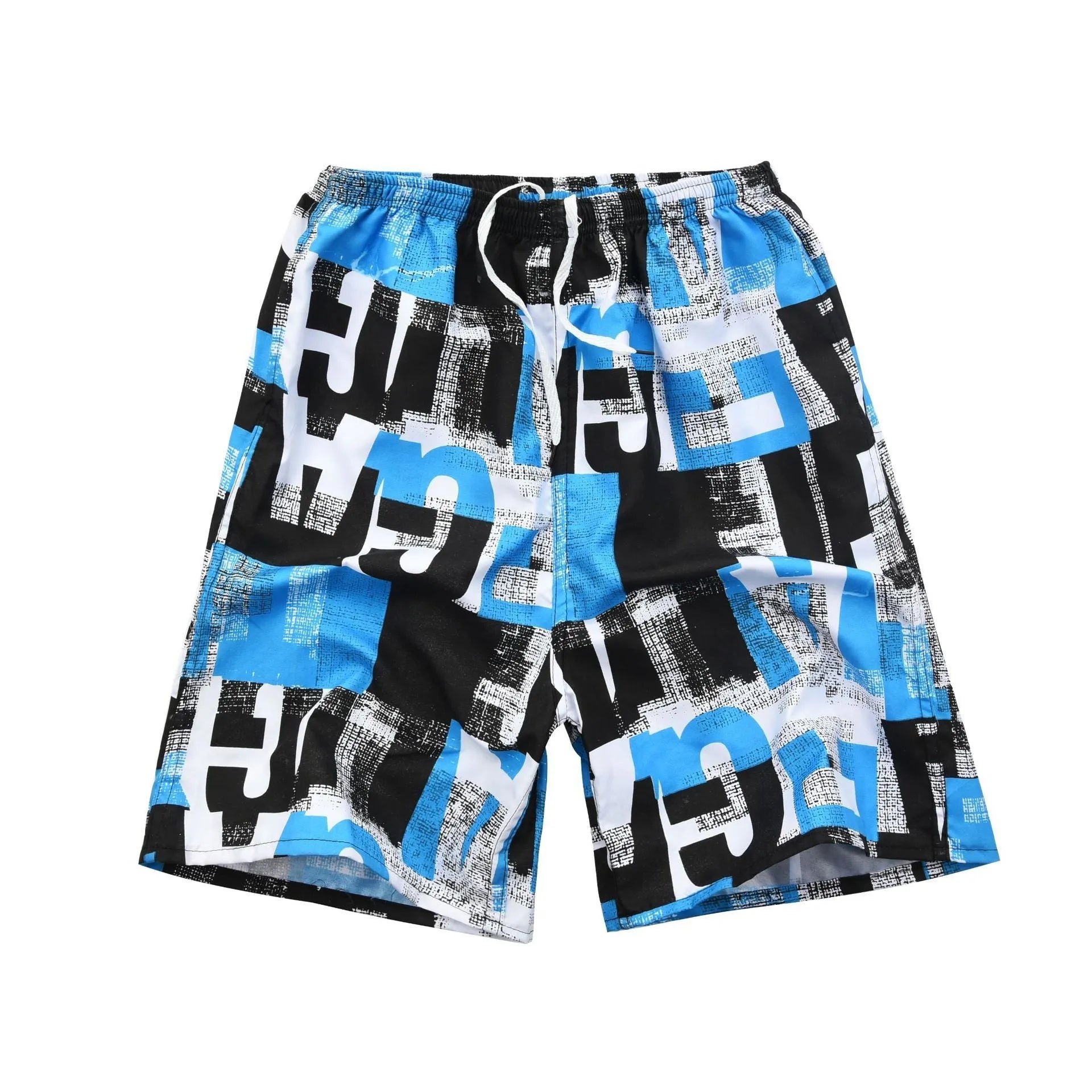 Men's printed five-point swimming trunks with floral pattern in polyester fabric