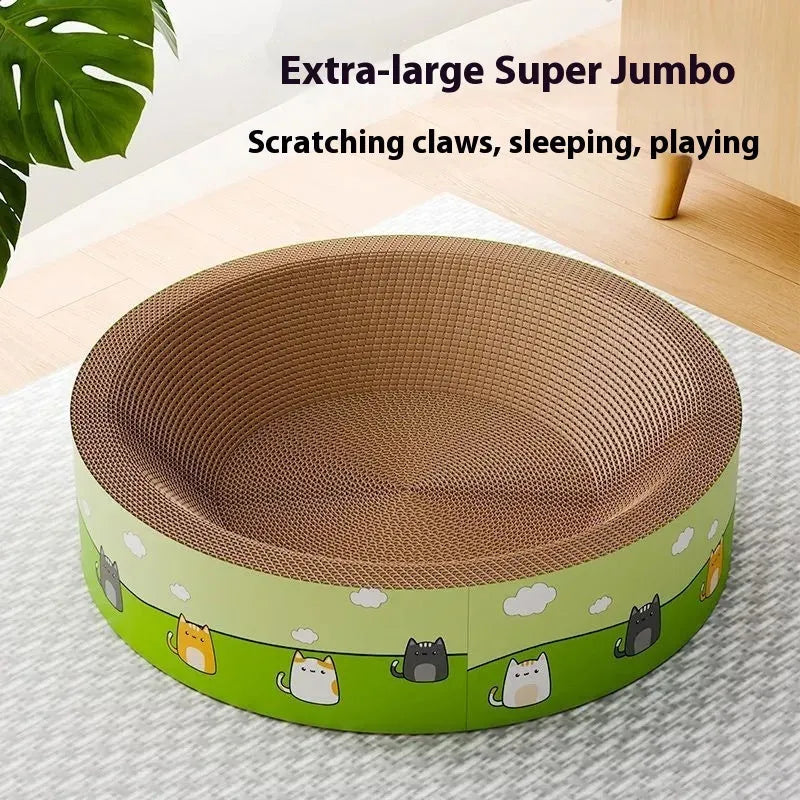 Large round deep pit cat scratch board made from corrugated paper measuring 50cm diameter