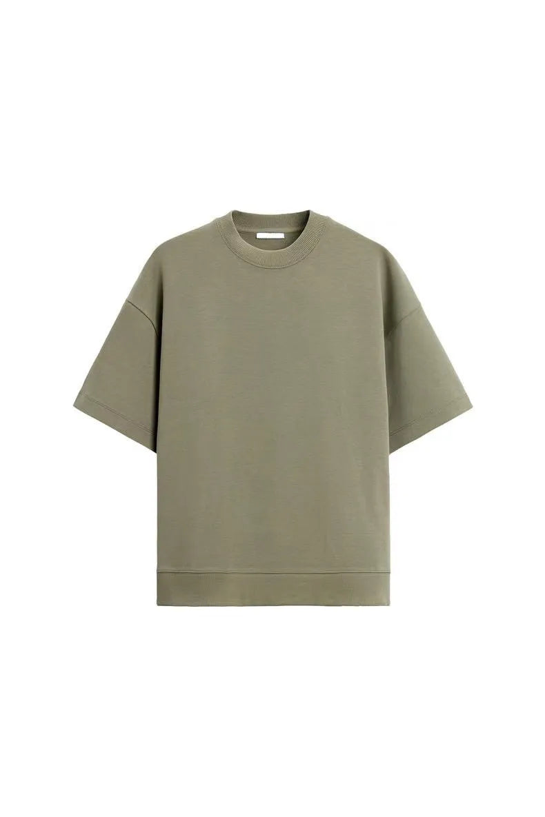 Men's loose double-sided cloth texture short sleeve t-shirt and matching shorts casual set