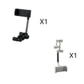 Black ABS plastic mobile phone bracket mounted on vehicle rearview mirror holding smartphone