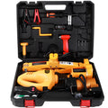 Yellow electric car jack and wrench set for vehicle lifting and tyre changes