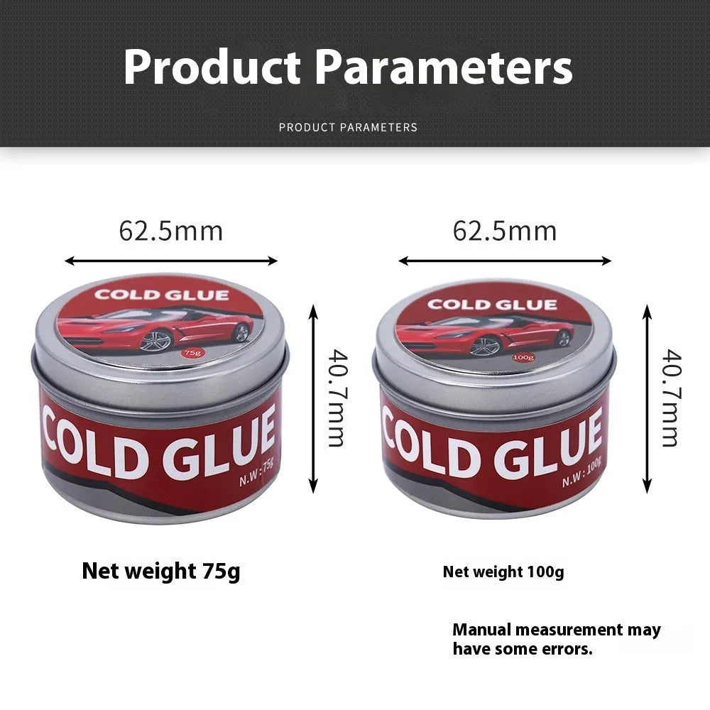 Container of special cold glue for automobile depression repair.