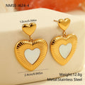 Heart-shaped gold electroplated stainless steel fritillary drop earrings for women