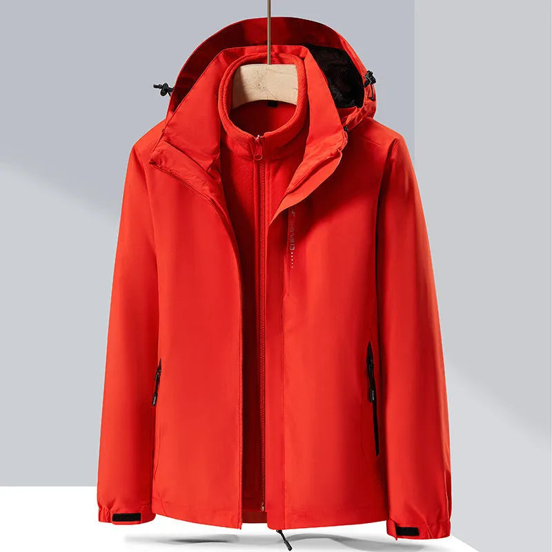 Men's three-in-one removable waterproof mountaineering suit in multiple colours for outdoor sports