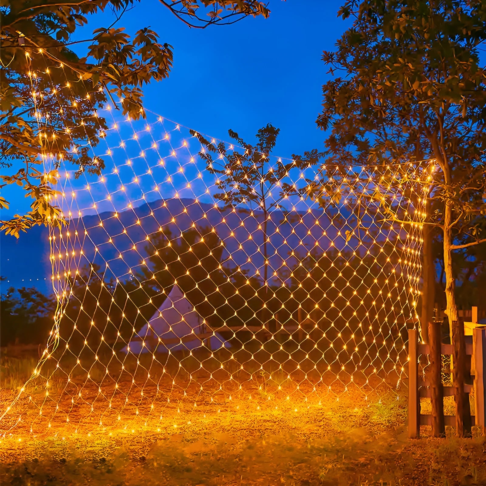 Waterproof fishnet lamp IP44 low voltage 24V in warm white light for garden outdoor use