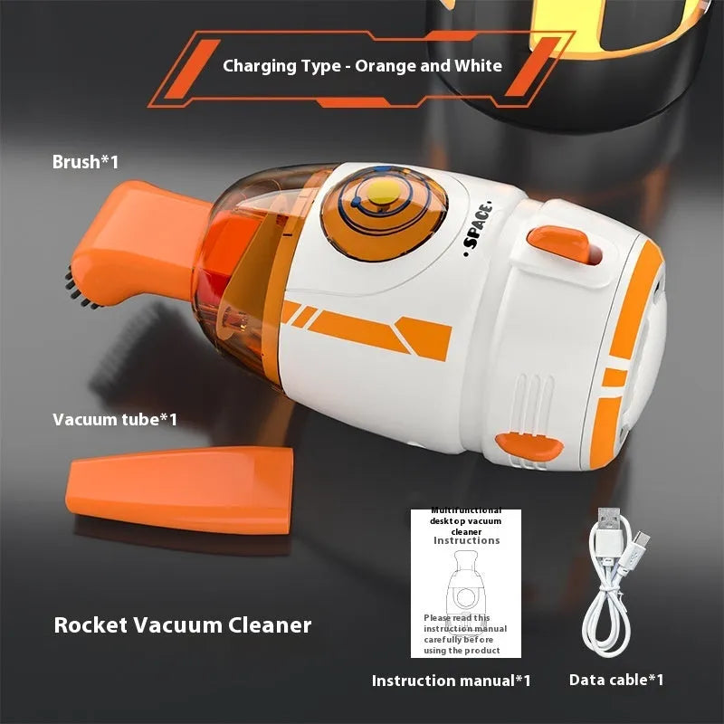 USB desktop vacuum cleaner in rocket design with blue colour for keyboard cleaning