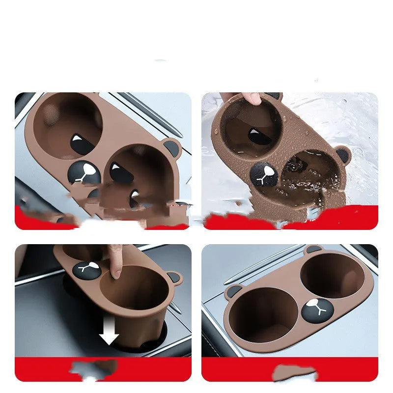 Silicone cup holder limiter for car central control console in grey, tan, or pink colour options
