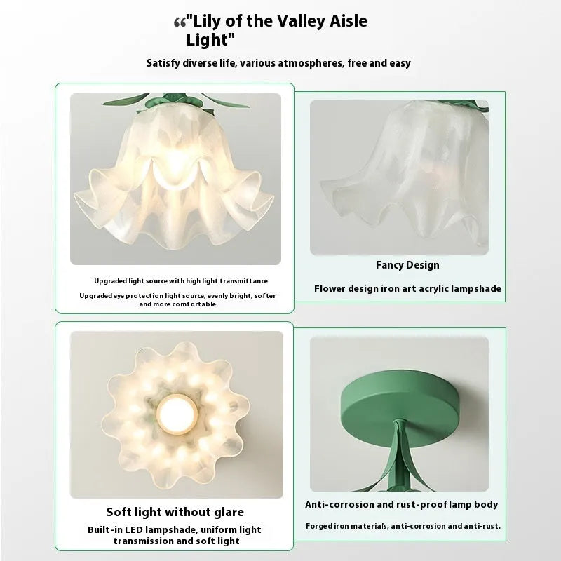 Cream coloured modern corridor light fixture with Linglan Flower design and remote control.