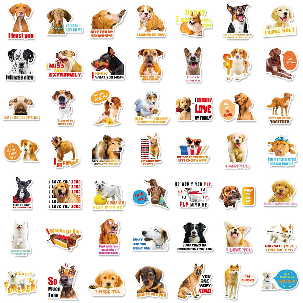 Realistic dog facial expression sticker pack with 100 sheets in Nordic style animal designs