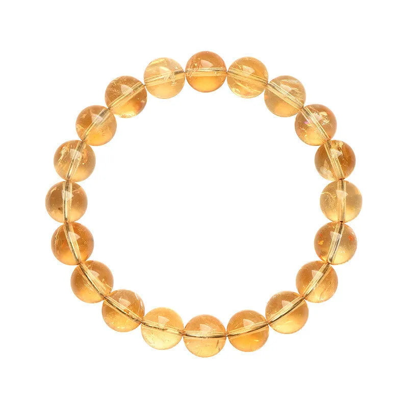 Natural yellow citrine gemstone bracelet showing single circle and three circle bead designs on a wrist.