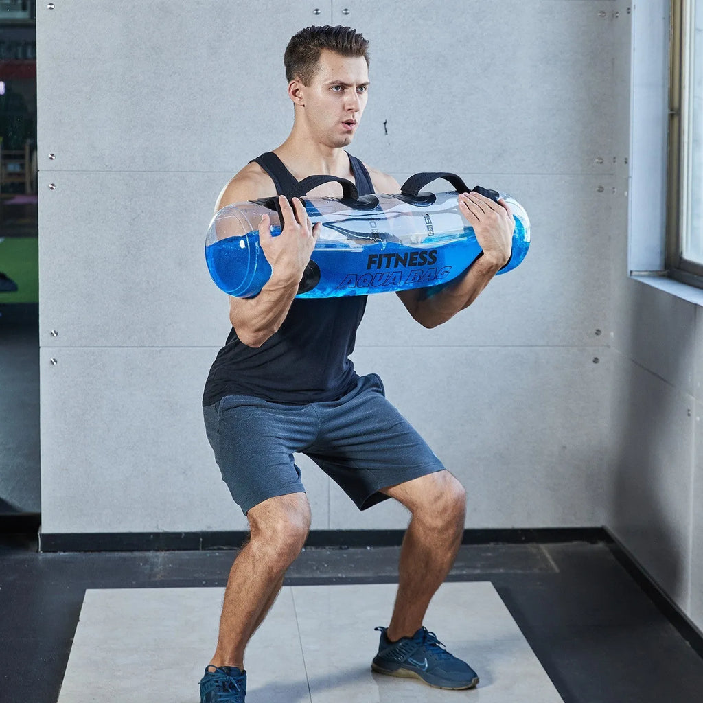 Transparent PVC water bag dumbbell filled with water for adjustable weight strength training
