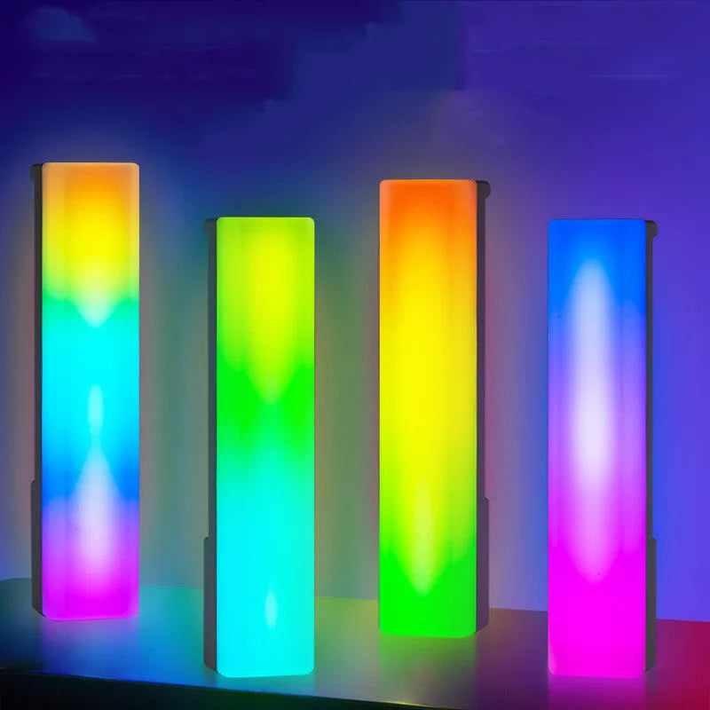 3D RGB tabletop ambience lamp with voice-activated rhythm lighting in black shell