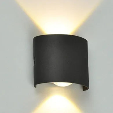 Outdoor waterproof double-headed garden lamp with 6 LED beads, ABS plastic, black finish