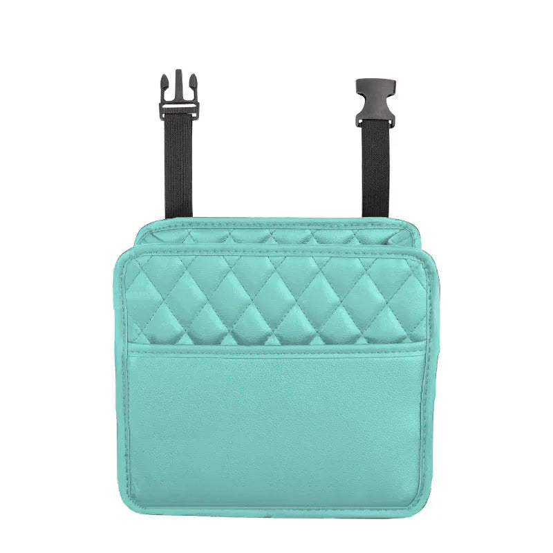Leather car interior hanging storage bag organiser trash can in black pink green white colours