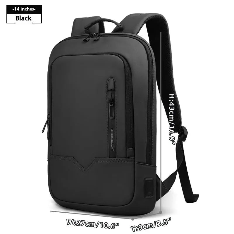 Solid colour lightweight polyester backpack with USB charging port on side, shown in multiple colour options.