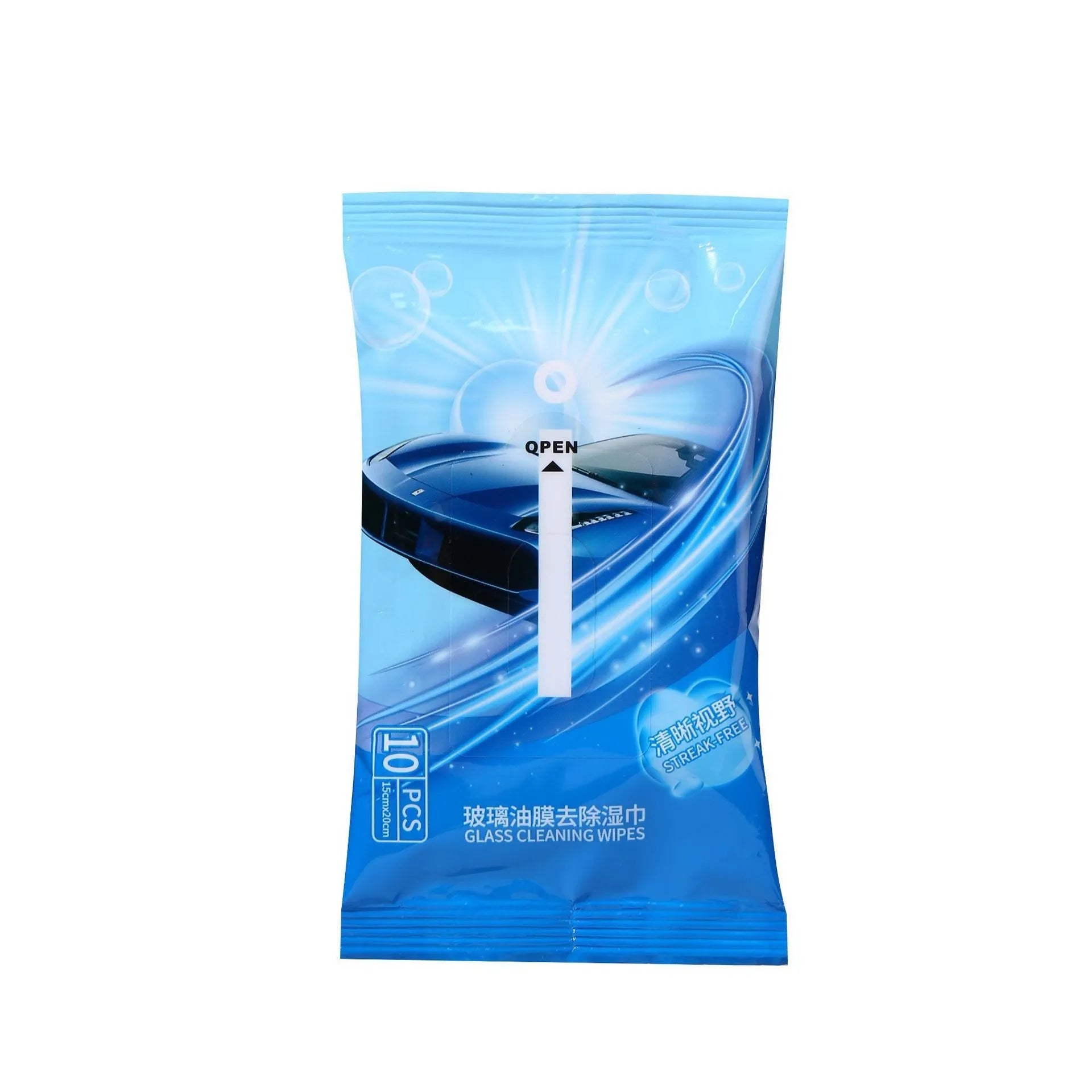 Bag of disposable car glass oil film cleaning wipes for windshield decontamination