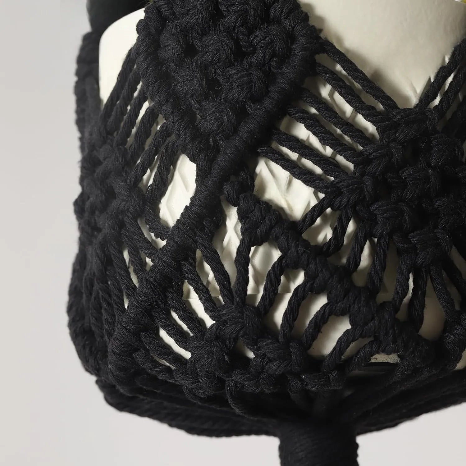 Hand-woven polyester cotton flower pot in minimalist design with natural texture