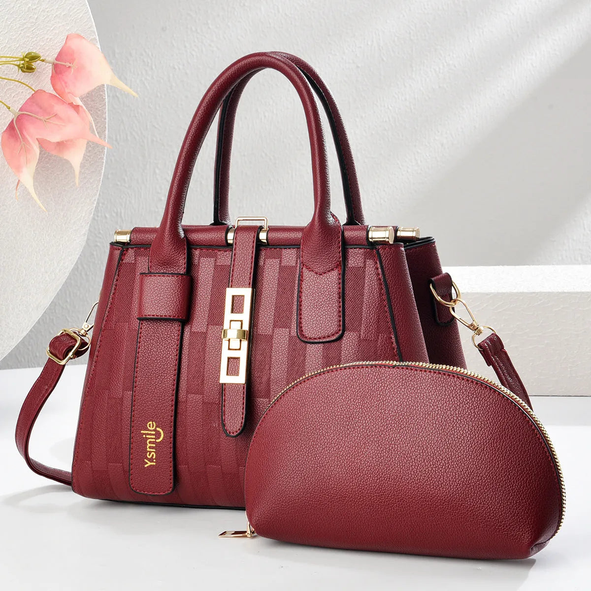 Round PU leather crossbody shoulder bag with adjustable strap in various colours