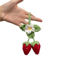 Handmade strawberry car pendant decoration made from cotton and hemp cord