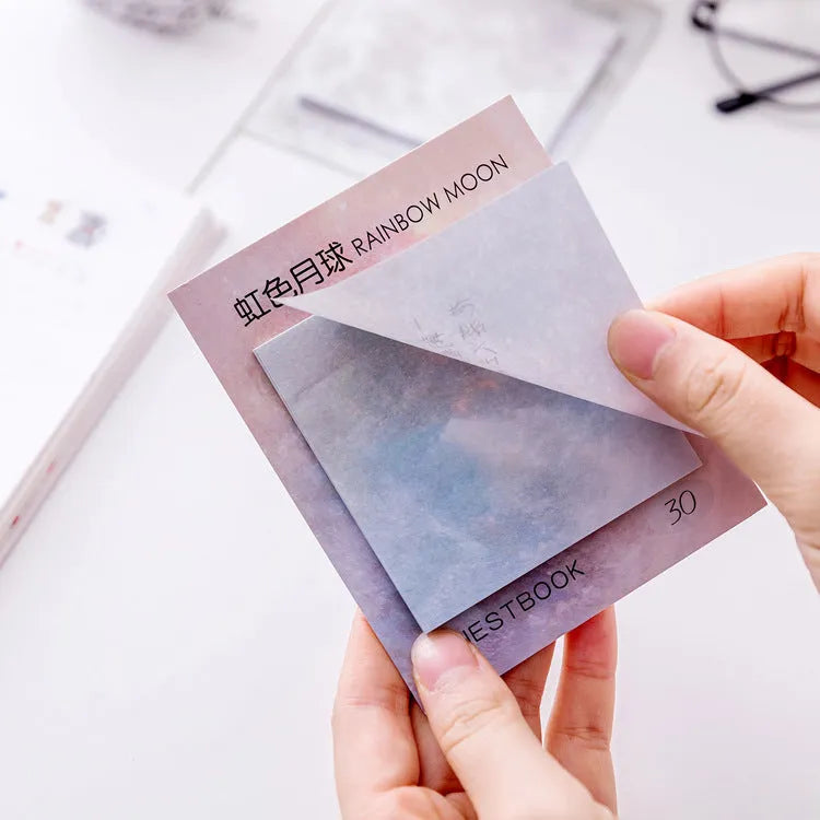 Square planet sticky notes notepad with oil painting designs of Earth, Mars and celestial bodies