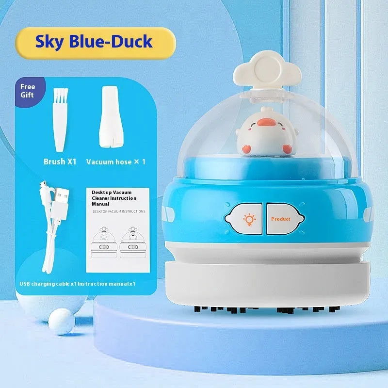 USB desktop vacuum cleaner in rocket design with blue colour for keyboard cleaning
