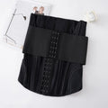 Nylon belly band waist training belt with adjustable tie in black and apricot colour options