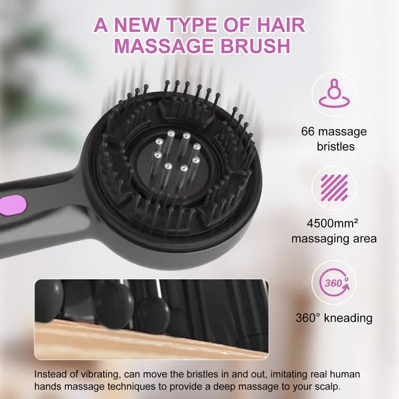 USB-powered vibrating head massager with mechanical speed control in black colour option