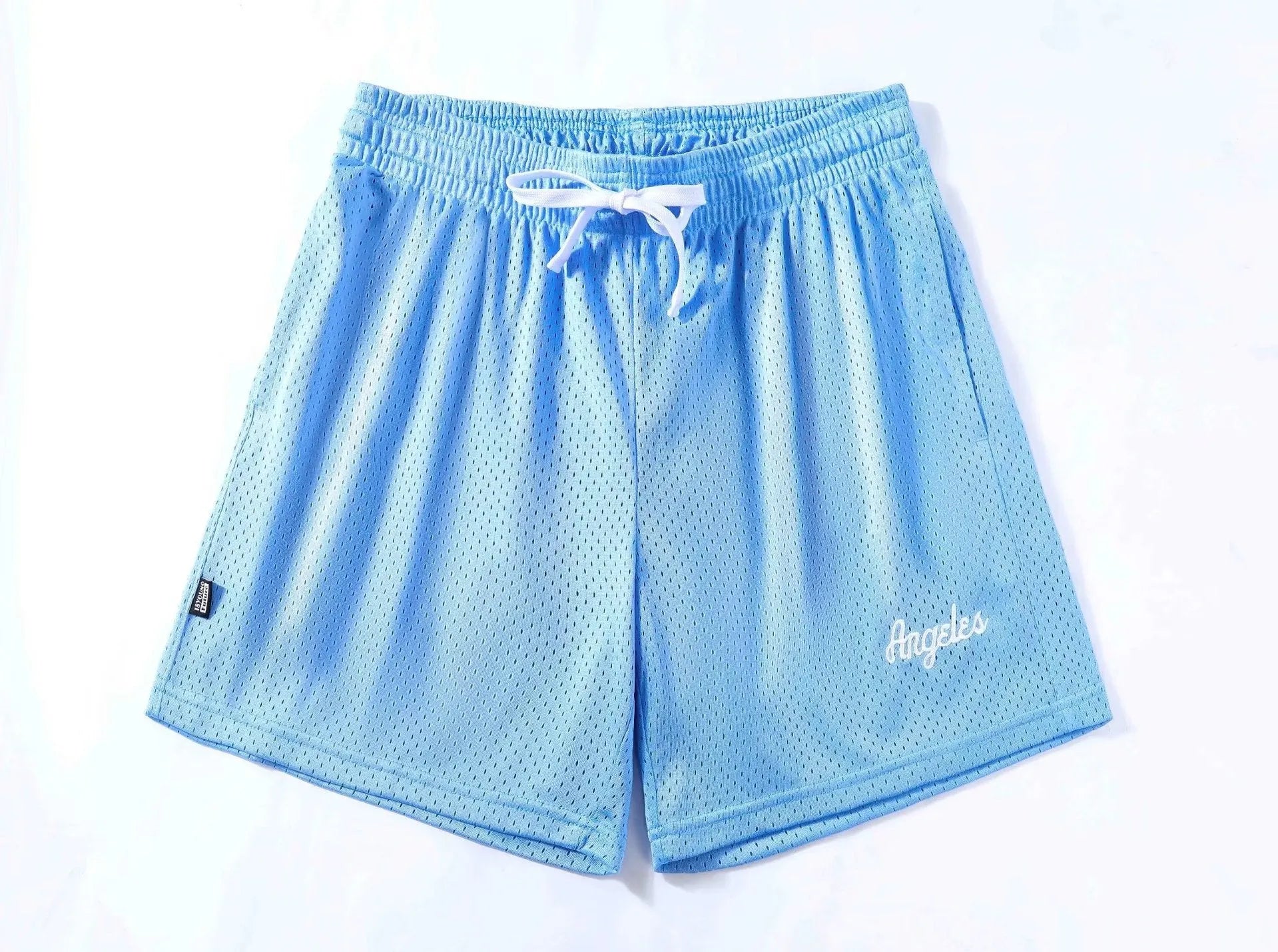 Men's personalised double-layer mesh shorts in polyester available in eight colours including sports purple with Asian sizing