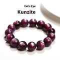 Polished natural purple lepidolite crystal round bead bracelet showing size options