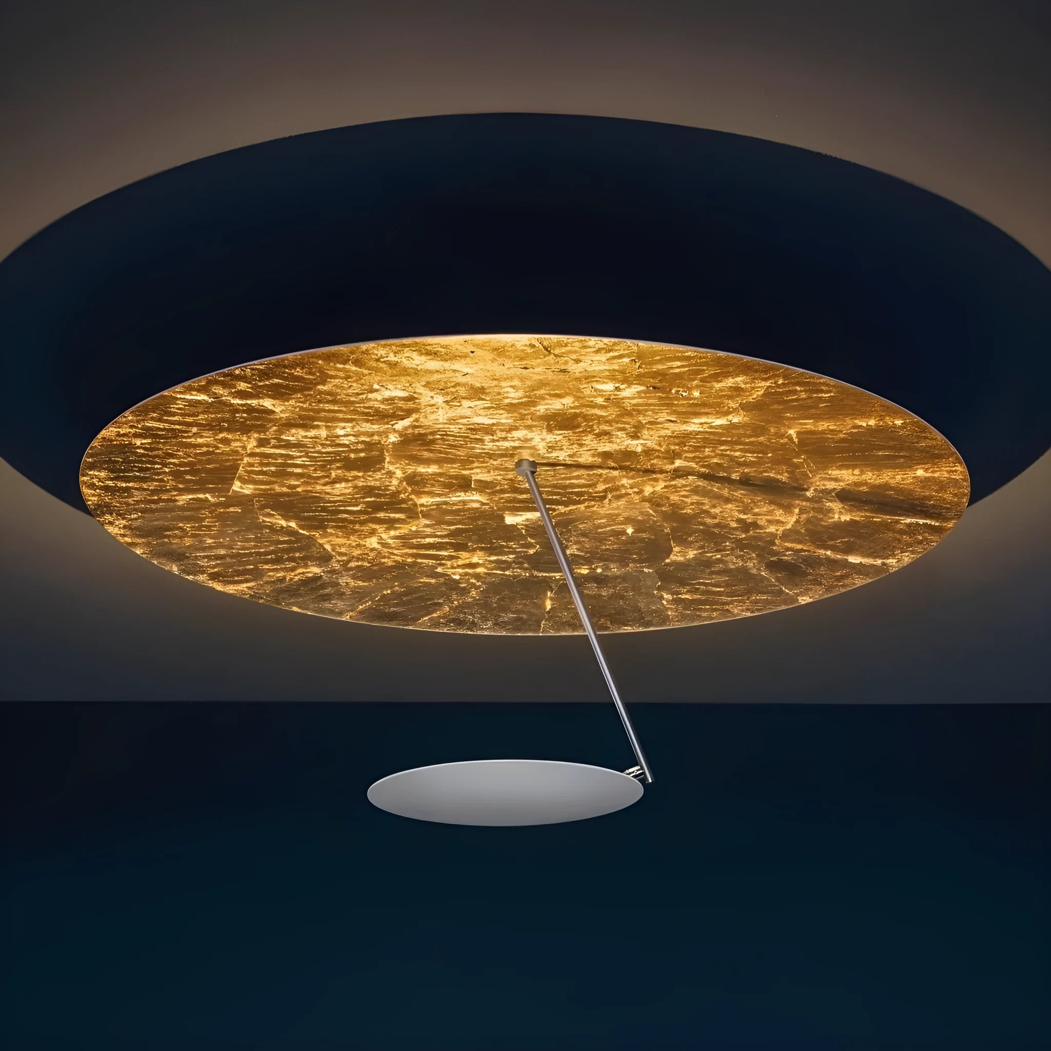50cm diameter iron ceiling lamp in white or white gold finish with warm LED light