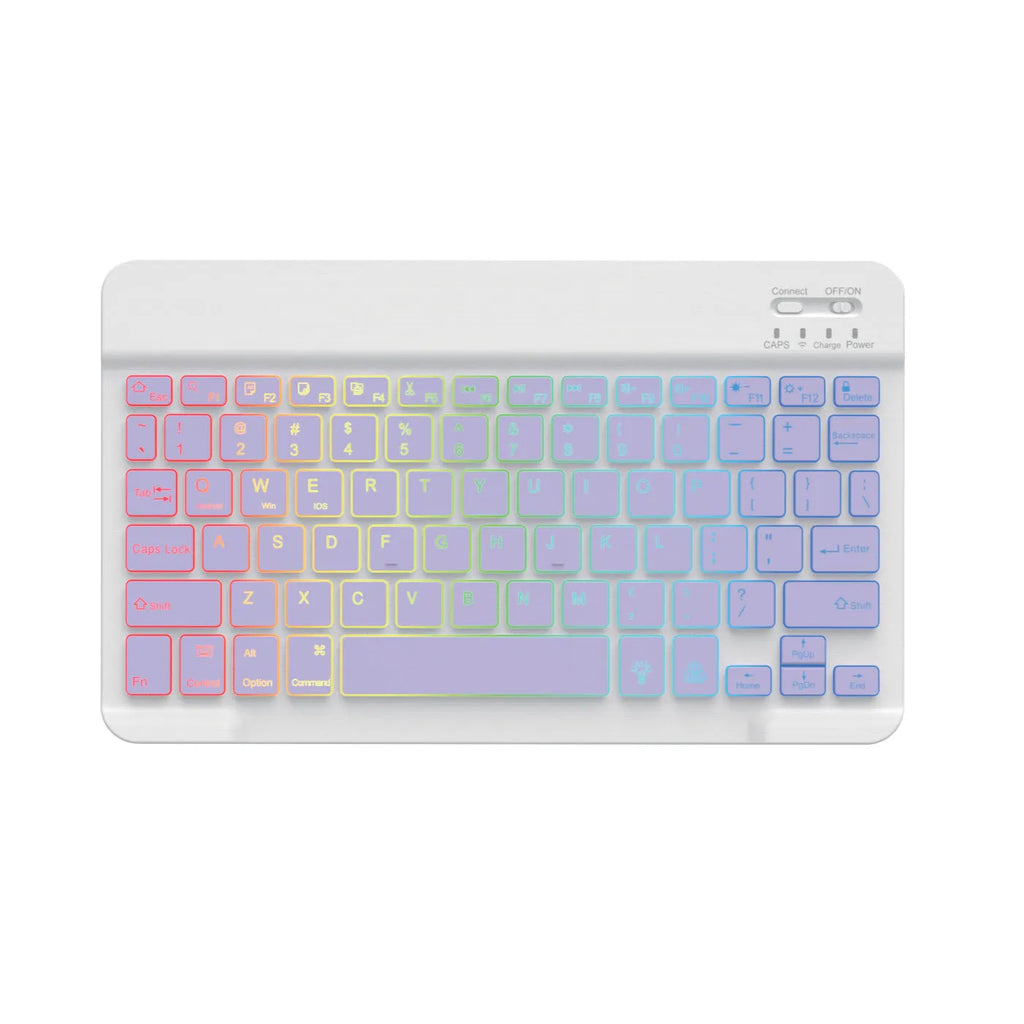 10-inch Bluetooth keyboard with colourful backlit lighting for tablets and mobile phones