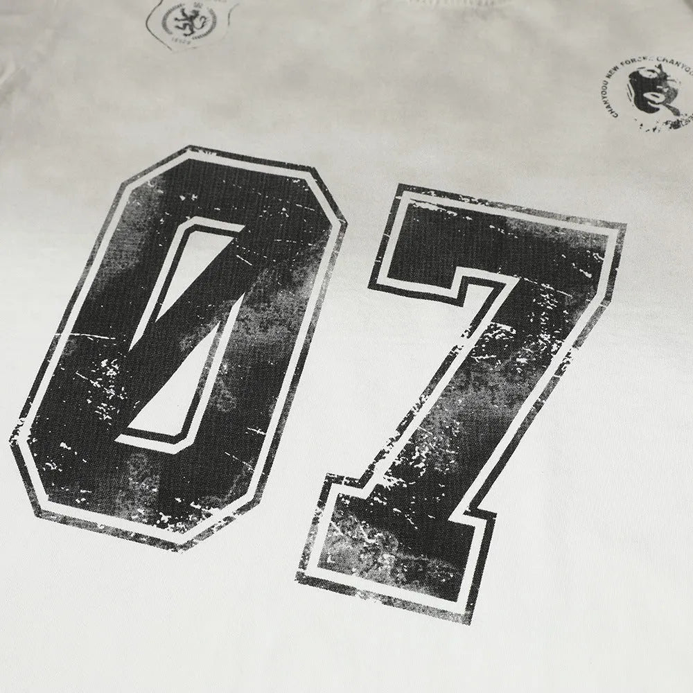 Man wearing a black pure cotton short-sleeved printed t-shirt.