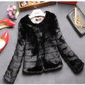 Women's short faux fur top in street fashion style with regular sleeves