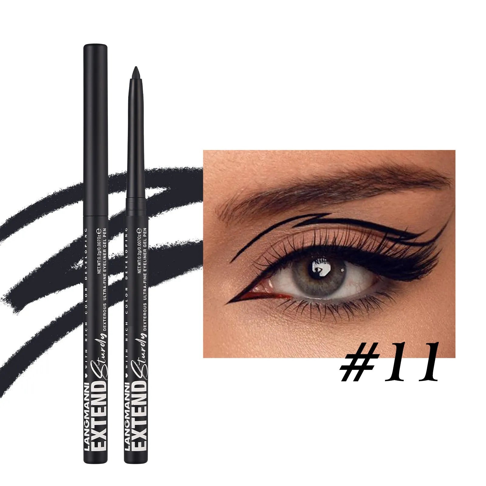 12 colourful gel glitter eyeliner pencils in matte, glitter, metallic and pearl effects