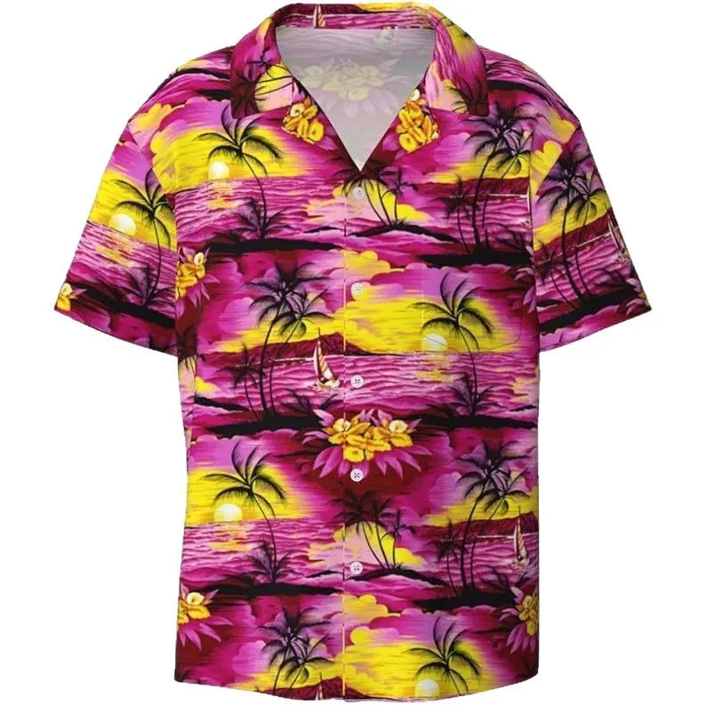 Men's slim fit camouflage pattern short sleeve casual shirt in cardigan style.