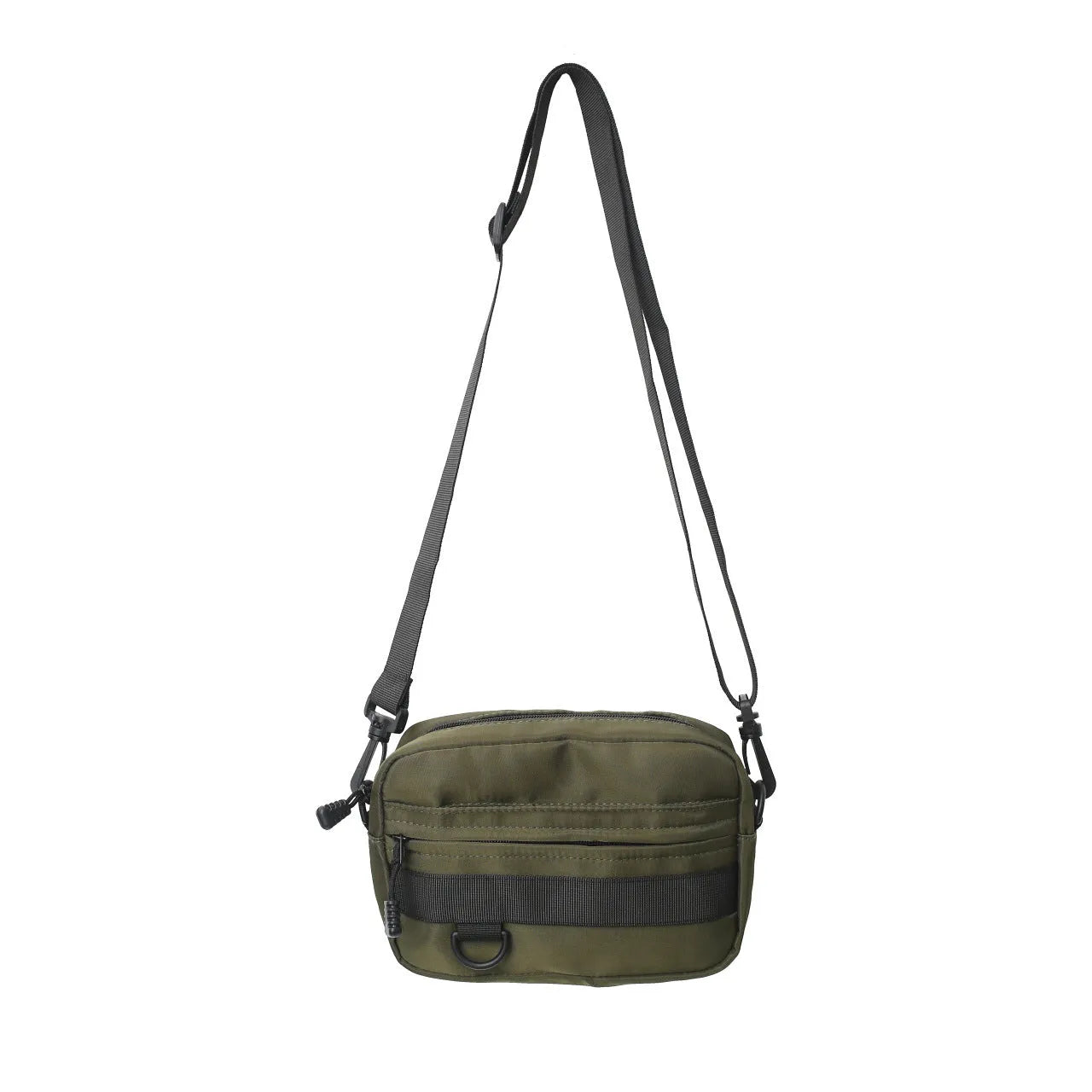 Men's street style nylon messenger bag with crossbody strap in solid colour