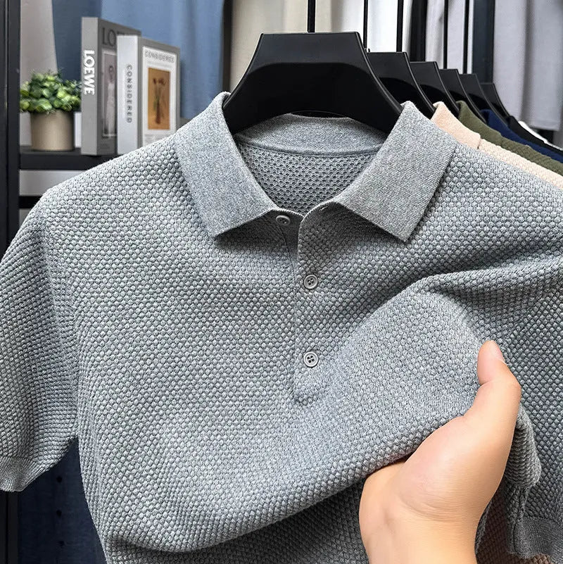 Men's loose fit cotton short sleeve sweater in multiple colours on size chart
