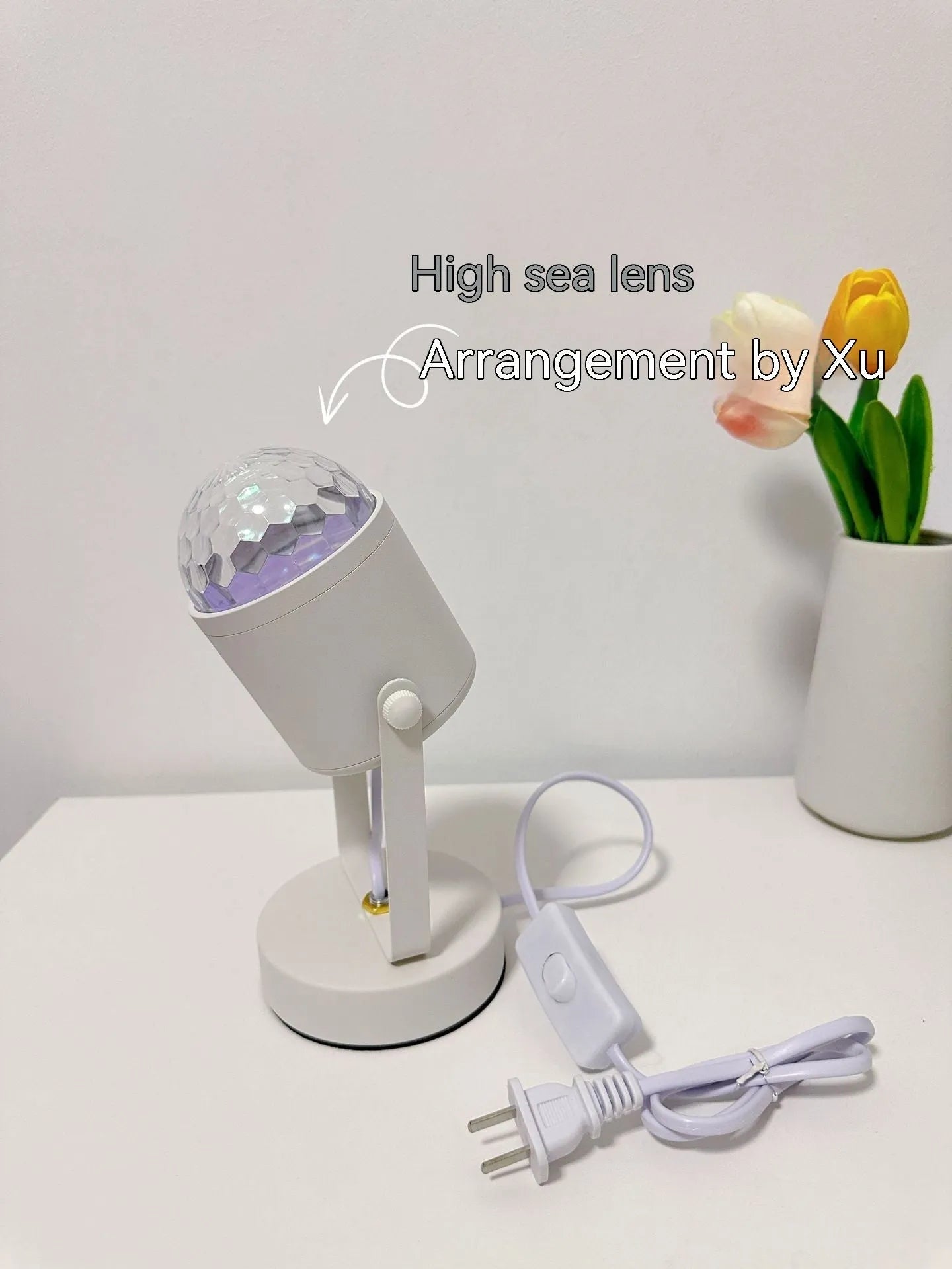 Dynamic water ripple ambience table lamp with light projection for ceiling or desktop use