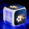 Colourful cartoon football pattern square alarm clock with mute function and USB cable