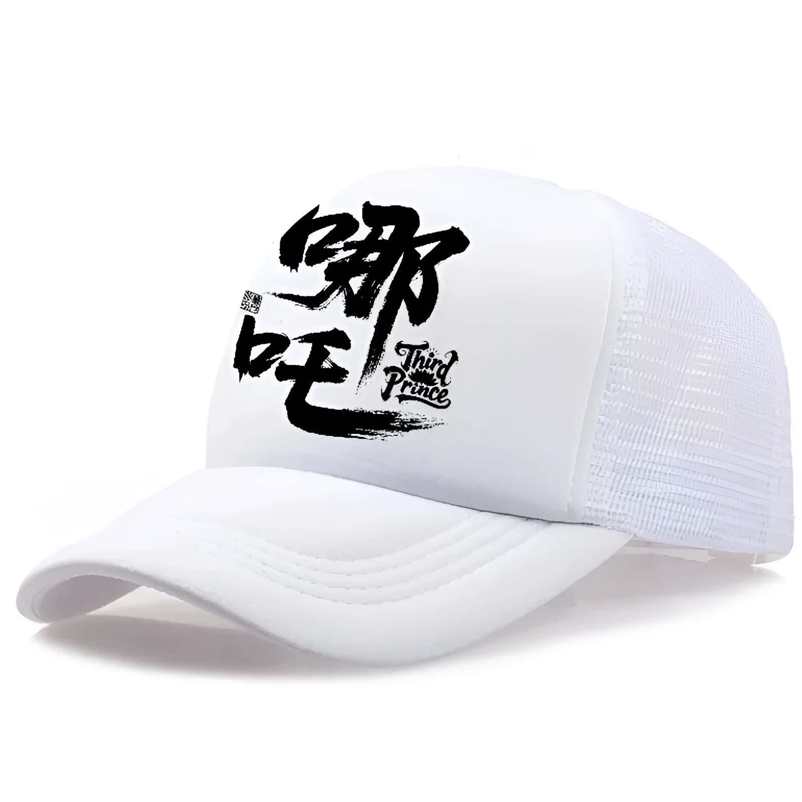 Men's polyester baseball cap shown in multiple colour options including black, blue, and white