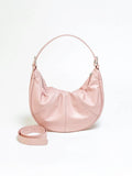 Women's dumpling-shaped shoulder bag in genuine first layer cowhide leather with cotton lining and sandwich pockets