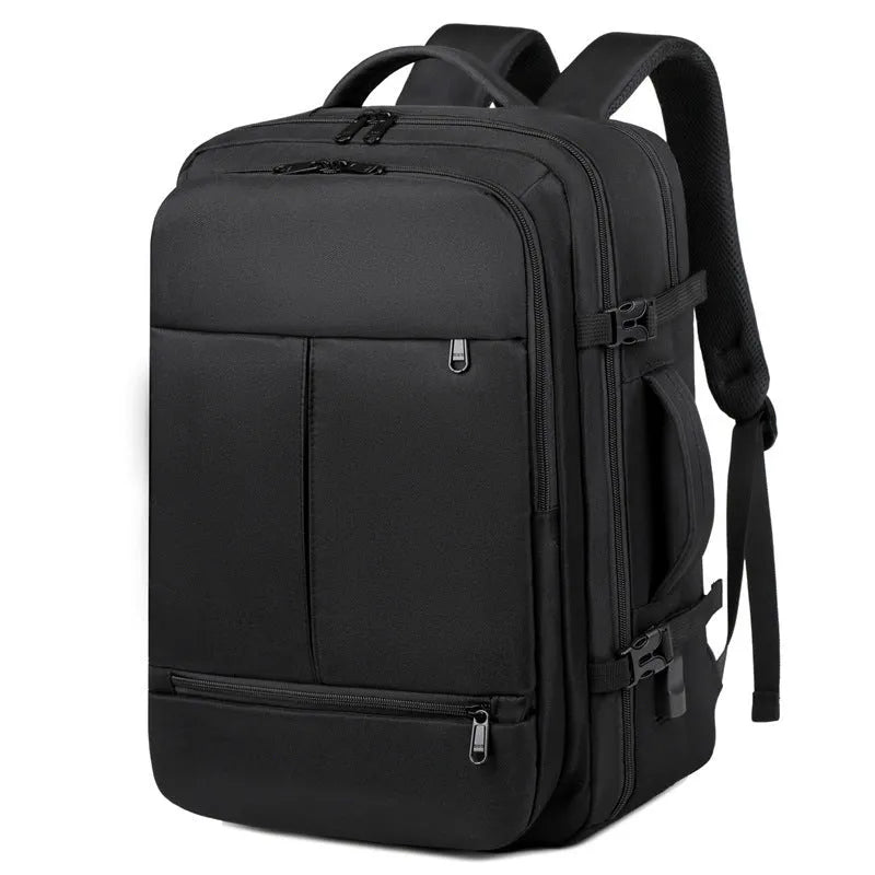 Large waterproof oxford cloth backpack with multiple pockets showing black colour option