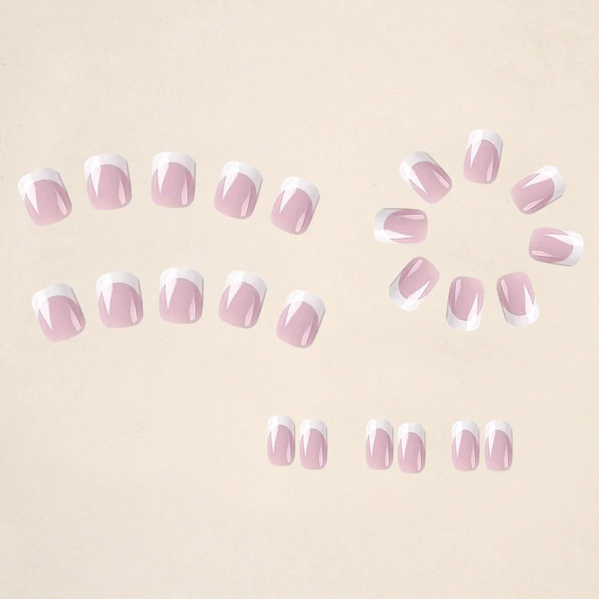 White plaid pattern fake nails, 24 pieces in open box