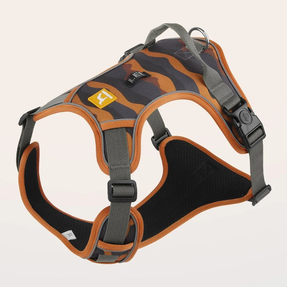 Reflective dog harness with hand-holding rope in oxford cloth fabric showing army green colour option