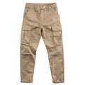 Men's solid colour cotton labour protection trousers with multiple pockets, shown in khaki.