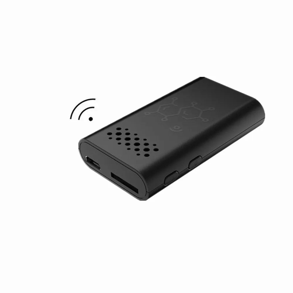 Black smart security camera baby monitor with WiFi connectivity for indoor home use