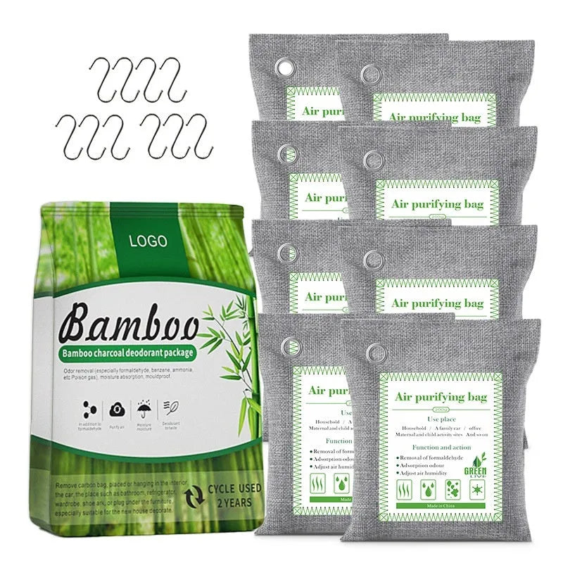 Bamboo charcoal bags for formaldehyde removal in 100g, 200g, and 500g sewing styles