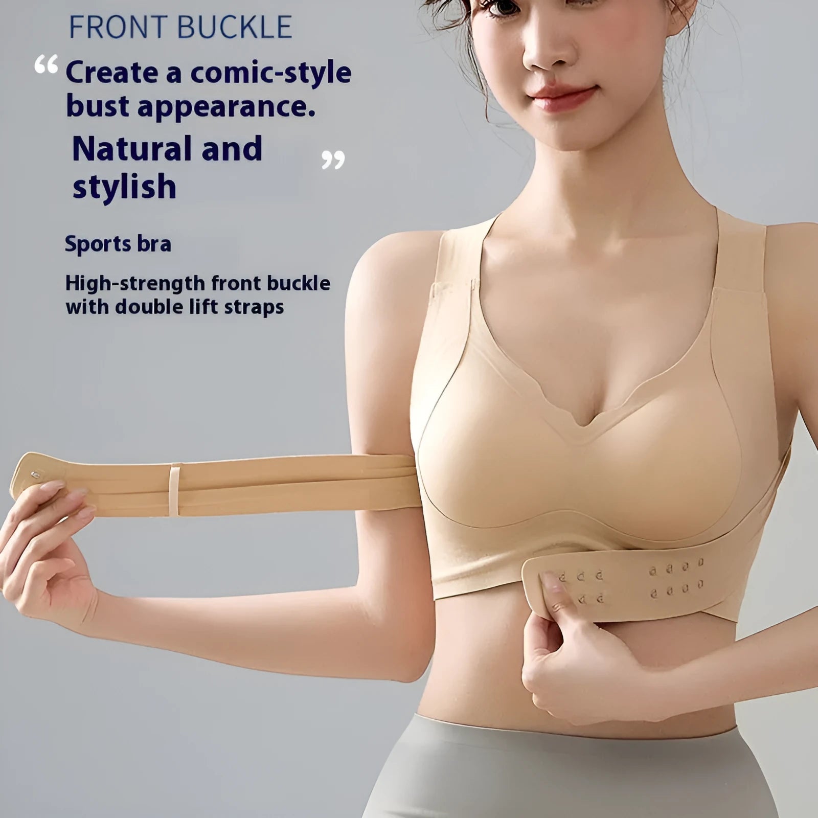 Women's cross exercise yoga bra with front buckle closure and shaping back in three colour options